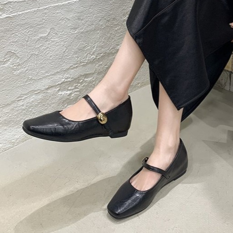 Women'S Fashion Shoes - Ultra miękkie skórzane czarne baleriny damskie
