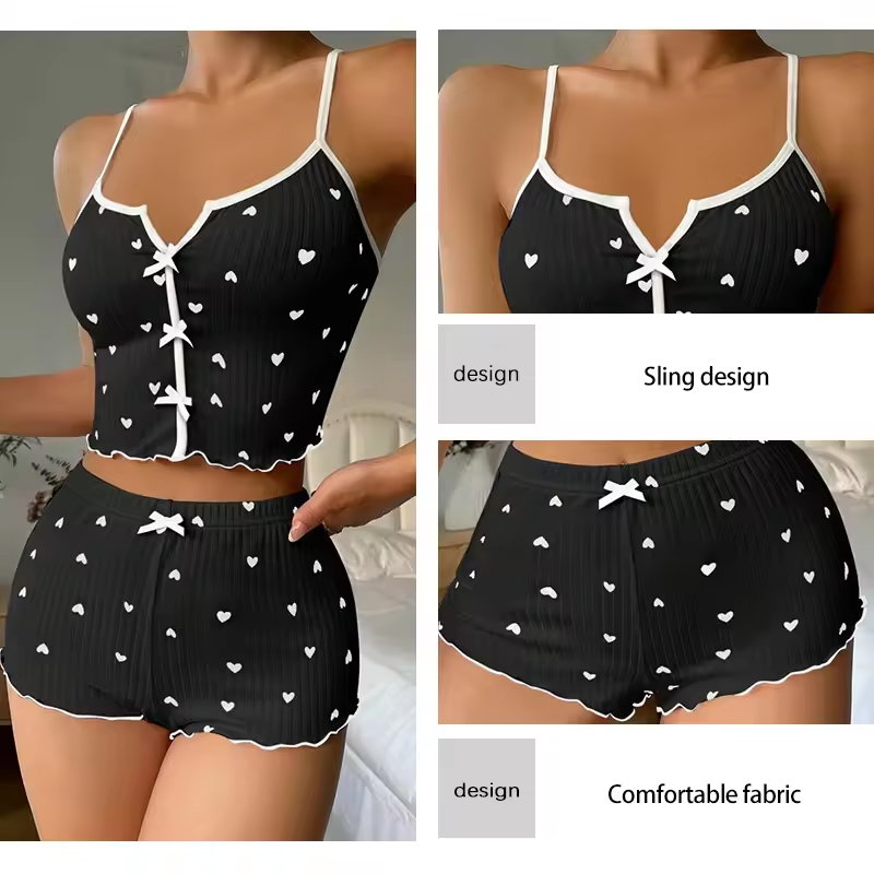 Damska piżama z nadrukiem serc – Lace Trim Cami recenzja i cena